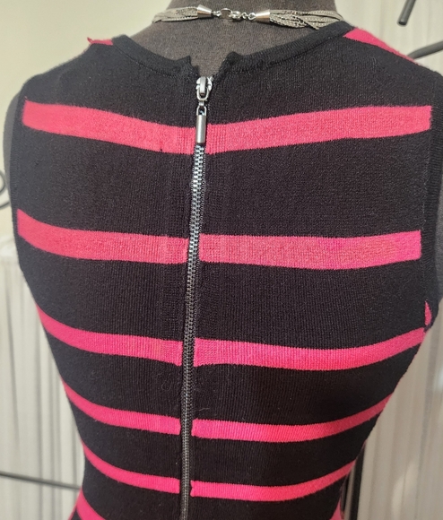 BEBE Black and Pink Striped Sleeveless Dress Sz.Small - Picture 3 of 12